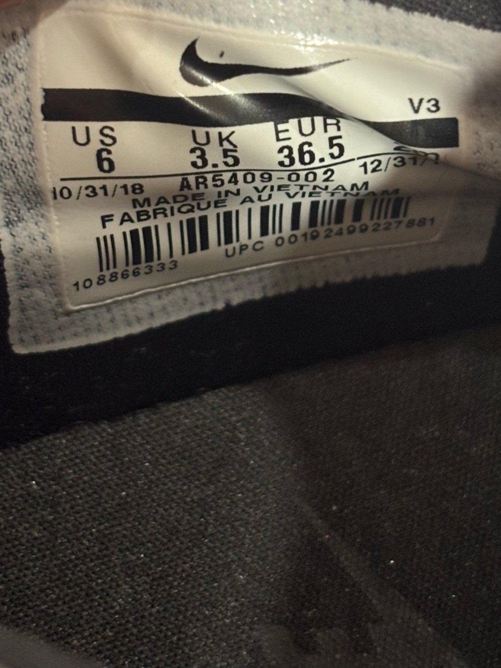 Nike Black Leather Sneakers with Gum Sole - Picture 2 of 5